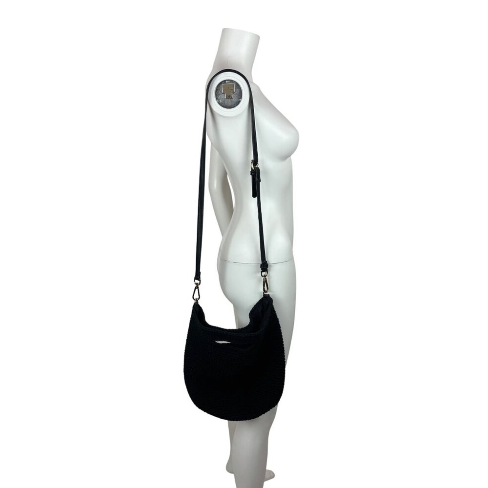 Who What Wear Black Crochet Knit Bag Crossbody Shoulder - Picture 7 of 8